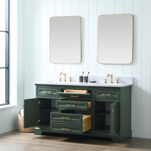 Three Posts™ Currahee 60'' Free Standing Double Bathroom Vanity with